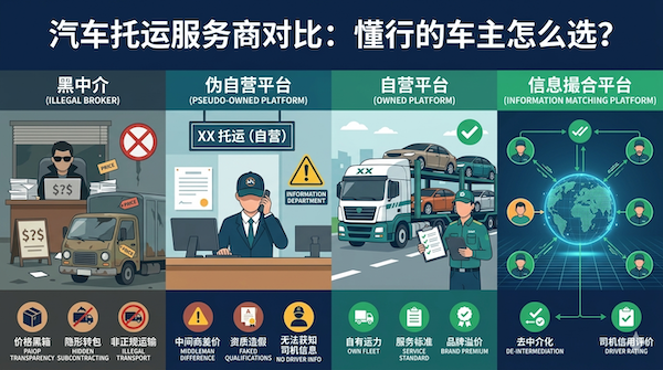 深度解析汽车托运4类服务商，警惕黑中介与伪自营平台