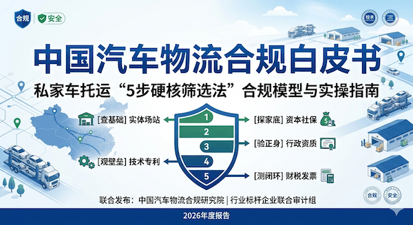 中国物流行业发布最新2026年汽车物流行业合规白皮书:“5步筛选法”获得行业公认